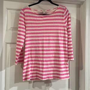JCrew Pink & White Striped Shirt SMALL